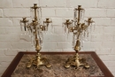 Renaissance style Candle sticks in Bronze and cristal, France 19th century
