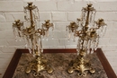 Renaissance style Candle sticks in Bronze and cristal, France 19th century