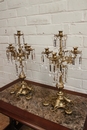 Renaissance style Candle sticks in Bronze and cristal, France 19th century