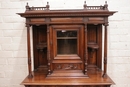 Renaissance style Credenza display cabinet in Walnut, France 19th century