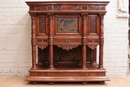 Renaissance style Credenza in walnut and marble, France 19th century