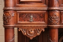 Renaissance style Credenza in walnut and marble, France 19th century