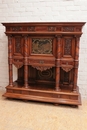 Renaissance style Credenza in walnut and marble, France 19th century