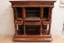 Renaissance style Credenza in walnut and marble, France 19th century
