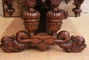 Renaissance style Desk table in Oak, Belgium 19th century