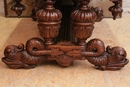 Renaissance style Desk table in Oak, Belgium 19th century