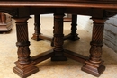 Renaissance style Exceptional walnut 13pc renaissance dinning set in Walnut, France 19th century