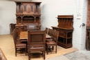 Renaissance style Exceptional walnut 13pc renaissance dinning set in Walnut, France 19th century