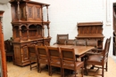 Renaissance style Exceptional walnut 13pc renaissance dinning set in Walnut, France 19th century