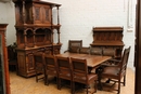 Renaissance style Exceptional walnut 13pc renaissance dinning set in Walnut, France 19th century