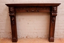 Renaissance style Fire mantel in Walnut, France 19th century