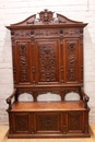 Renaissance style Hall bench in Oak, France 19th century