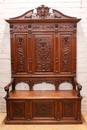 Renaissance style Hall bench in Oak, France 19th century