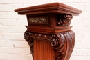 Renaissance style Pedestal in walnut and marble, France 19th century