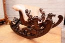 Renaissance style Rocking chair in Walnut, italie 19th century
