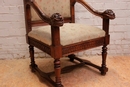 Renaissance style Arm chair in Walnut, France 19th century