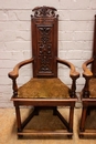 Renaissance style Arm chairs in Walnut, France 19th century