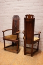 Renaissance style Arm chairs in Walnut, France 19th century