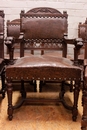 Renaissance style Chairs and arm chairs in Oak, France 19th century