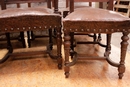 Renaissance style Chairs and arm chairs in Oak, France 19th century