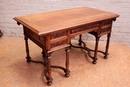 Renaissance style Desk and arm chair in Walnut, France 19th century