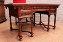 Renaissance style Desk and arm chair in Walnut, France 19th century