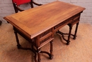 Renaissance style Desk and arm chair in Walnut, France 19th century