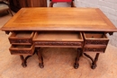 Renaissance style Desk and arm chair in Walnut, France 19th century