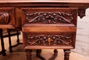 Renaissance style Desk and arm chair in Walnut, France 19th century