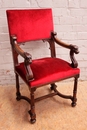 Renaissance style Desk and arm chair in Walnut, France 19th century