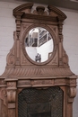 Renaissance style Fire mantle in Oak, France 19th century