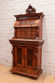 Renaissance style medical/dental cabinet in walnut