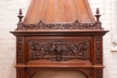 Renaissance style Fire mantle in Walnut, France 19th century