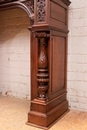 Renaissance style Fire mantle in Walnut, France 19th century