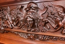 Renaissance style Fire mantle in Walnut, France 19th century