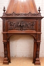 Renaissance style Fire mantle in Walnut, France 19th century