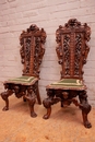 Renaissance style Table and chairs in Walnut, italie 19th century