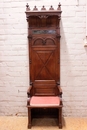 Renaissance style Throne chair in oak and marble, France 19th century