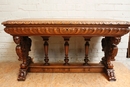 Renaissance style Walnut renaissance desk table in Walnut, France 19th century