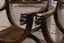 Renaissance/Gothic style Arm chairs in chestnut, France 19th century