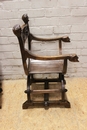 Renaissance/Gothic style Arm chairs in chestnut, France 19th century