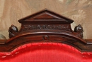 Henri II style Long chair in rosewood, France 19th century