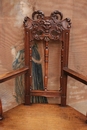 Renaissance style Chairs and arm chairs in Walnut, France 19th century
