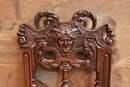 Renaissance style Chairs and arm chairs in Walnut, France 19th century