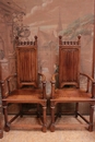 Gothic style Chairs in Walnut, France 19th century