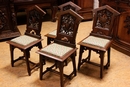 Gothic style Chairs in Walnut, France 19th century