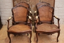 Louis XV style Arm chairs in Walnut, France 19th century