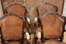 Louis XV style Arm chairs in Walnut, France 19th century