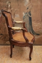 Louis XV style Arm chairs in Walnut, France 19th century