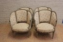 Louis XVI style Arm chairs in paint wood, France 1900